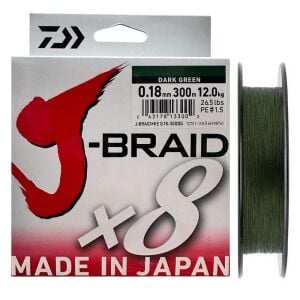 Daiwa J-Braid 8X Dark Green 300 mt 0.18 mm İp Misina