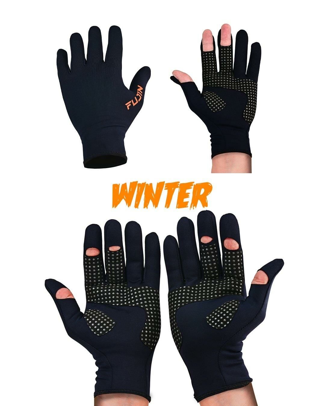 Fujin Pro Angler Winter Gloves L/XL Balıkçı Eldiveni Black