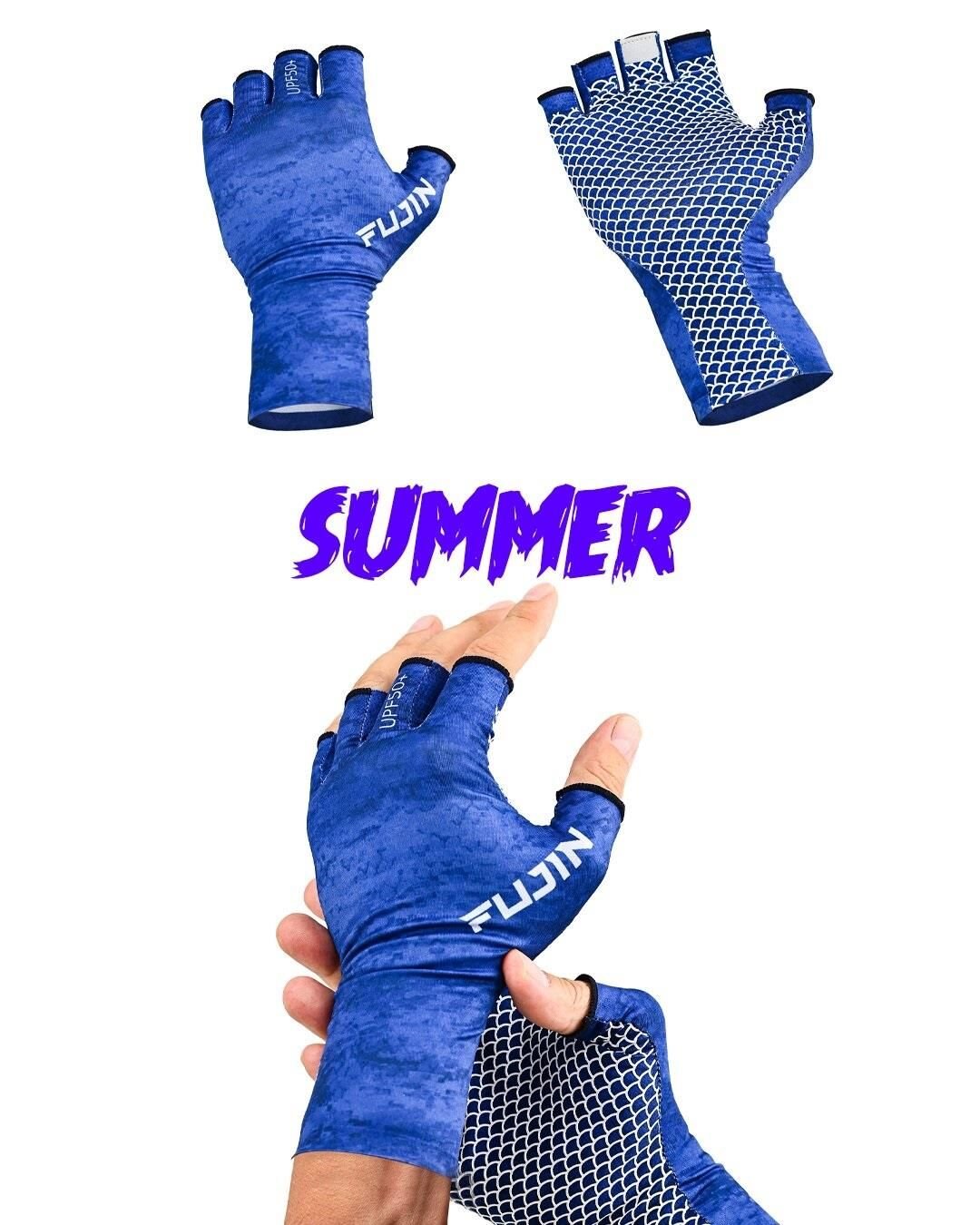 Fujin Pro Angler Summer Gloves L/XL Balıkçı Eldiveni Blue