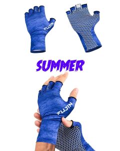 Fujin Pro Angler Summer Gloves L/XL Balıkçı Eldiveni Blue