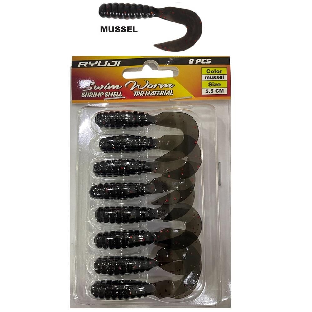 Ryuji Swim Worm 5.5cm 1.5gr Kokulu LRF Silikon Yem 8 Adet Mussel