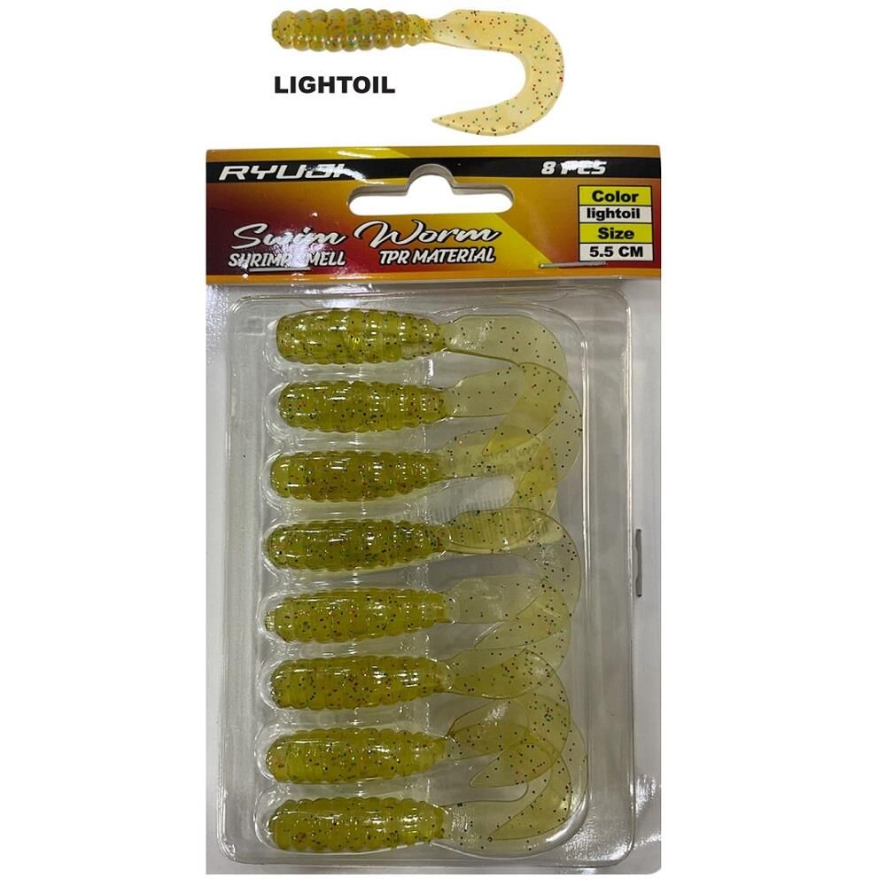 Ryuji Swim Worm 5.5cm 1.5gr Kokulu LRF Silikon Yem 8 Adet Light Oil
