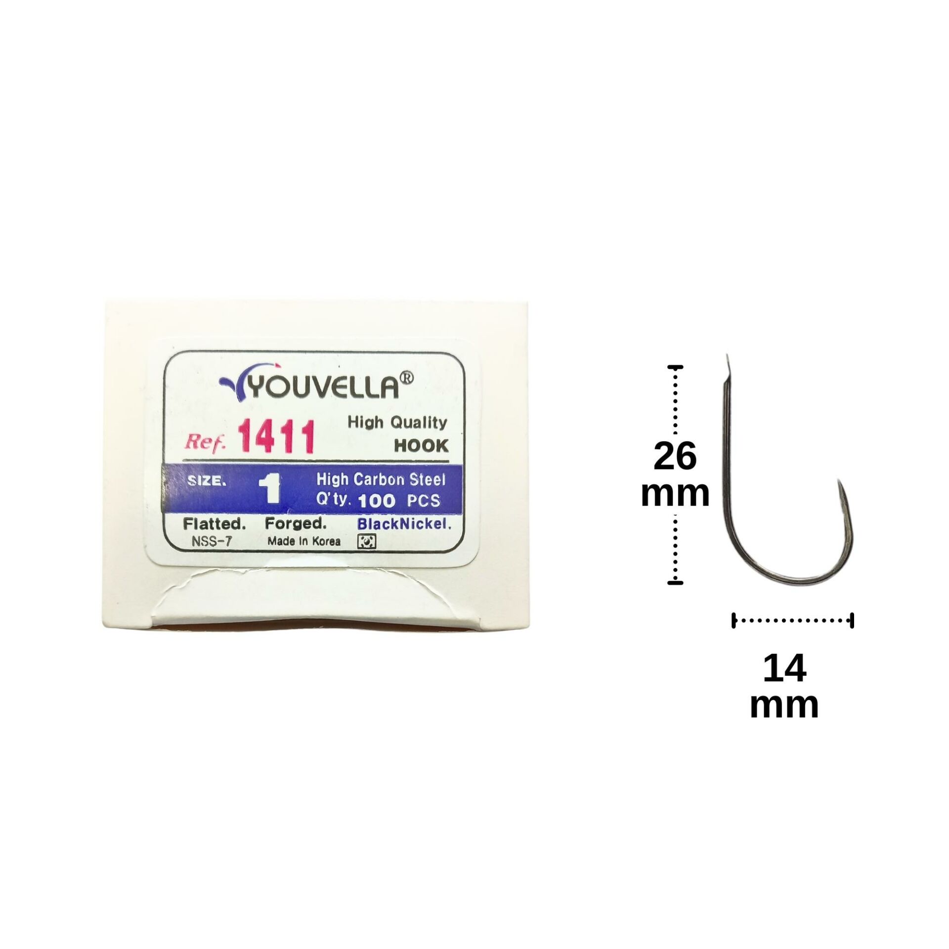 Youvella 1411 No:1 Kore Olta İğnesi Siyah Nikel 100 Adet
