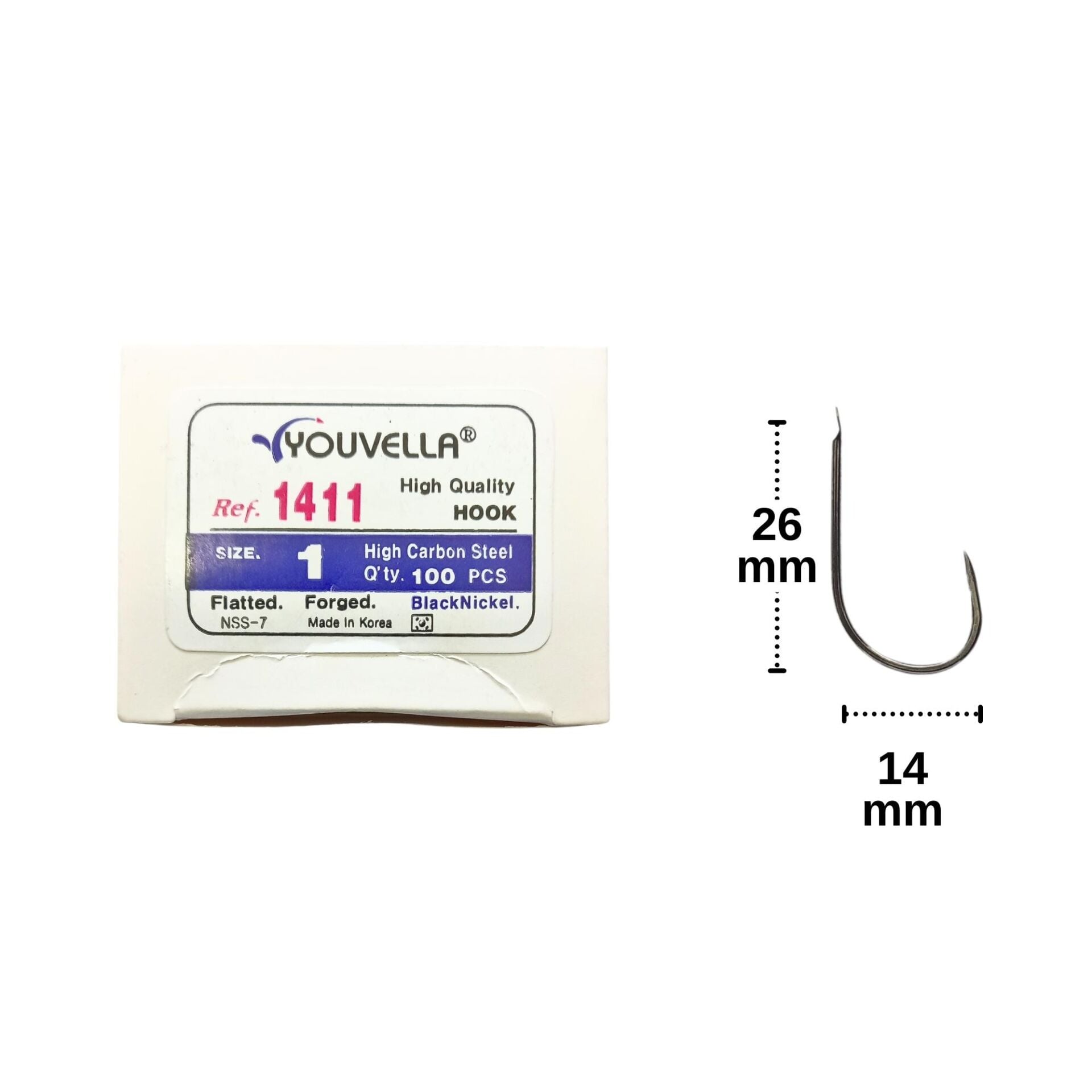 Youvella 1411 No:1 Kore Olta İğnesi Siyah Nikel 100 Adet