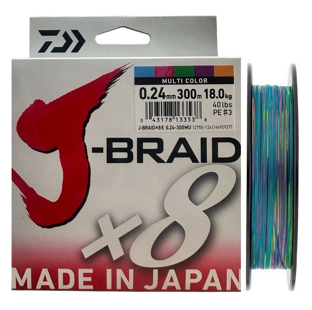 Daiwa J-Braid 8X Multi Color 300 mt 0.24 mm İp Misina