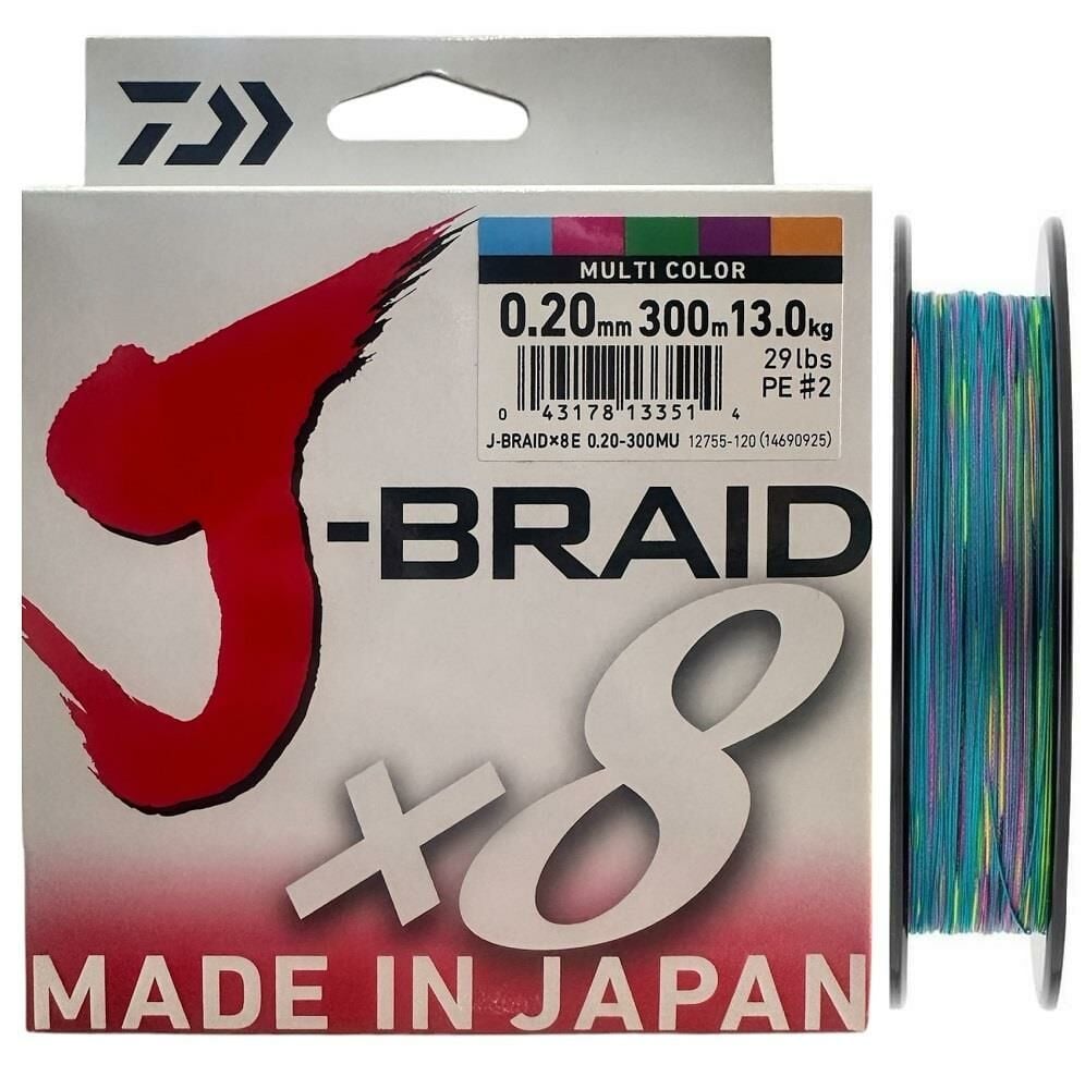 Daiwa J-Braid 8X Multi Color 300 mt 0.20 mm İp Misina