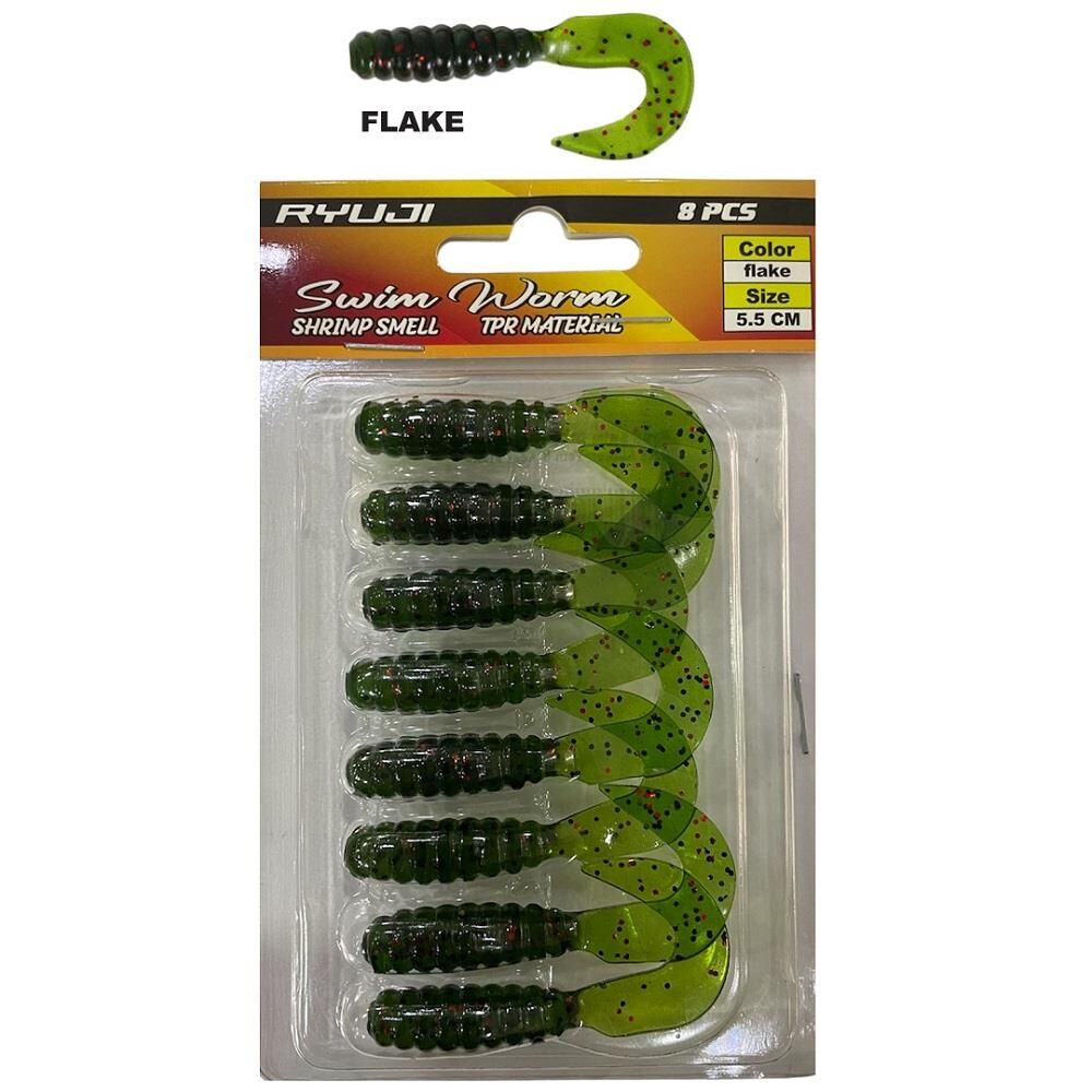 Ryuji Swim Worm 5.5cm 1.5gr Kokulu LRF Silikon Yem 8 Adet Flake