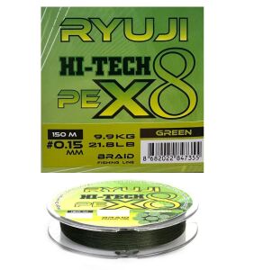 Ryuji X8 150m 0.15mm Green İp Misina