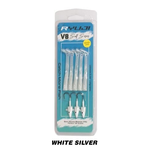 Ryuji V8 10cm 10gr Silikon Yem (3+5) White Silver