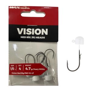 Hanfish Vision Ned Rig Jig Head PMJ 4.7gr No:1/0 Peary White 4 Adet