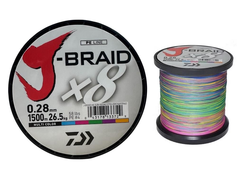 Daiwa J-Braid 8X 1500mt 0.28mm İp Misina Multi Color