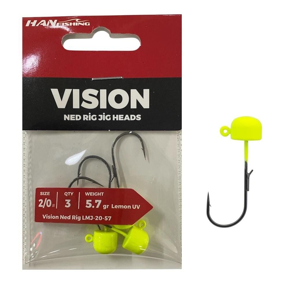 Hanfish Vision Ned Rig Jig Head LMJ 5.7gr No:2/0 Lemon UV 3 Adet