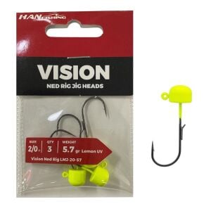 Hanfish Vision Ned Rig Jig Head LMJ 5.7gr No:2/0 Lemon UV 3 Adet