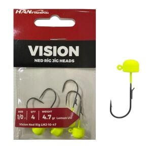 Hanfish Vision Ned Rig Jig Head LMJ 4.7gr No:1/0 Lemon UV 4 Adet