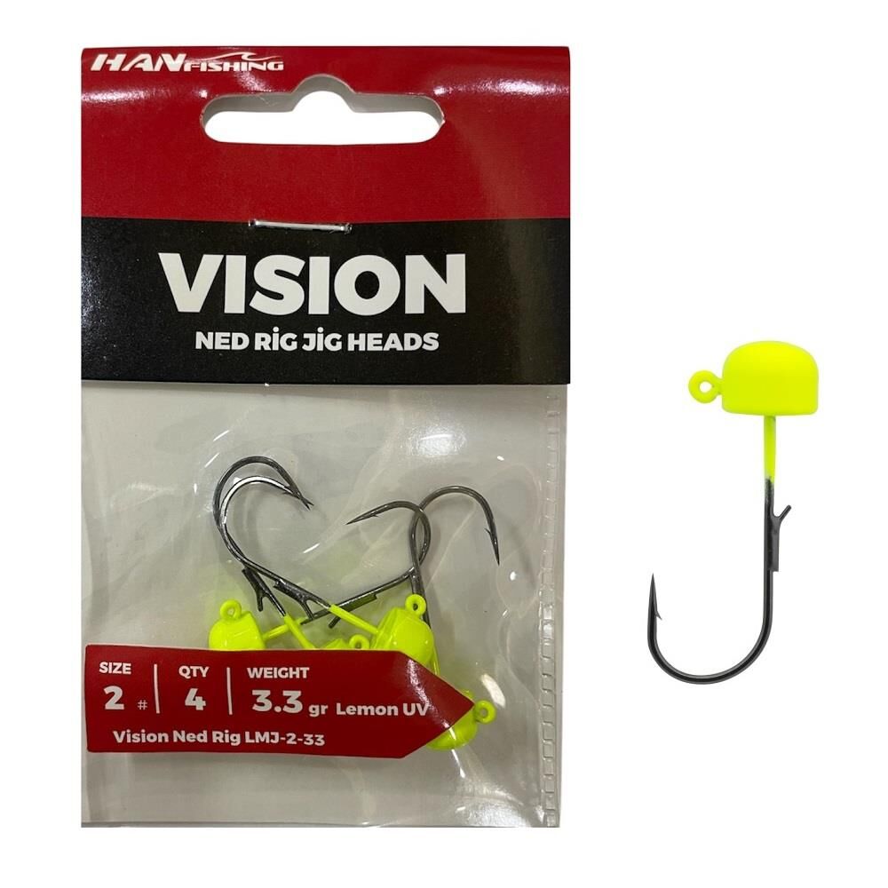 Hanfish Vision Ned Rig Jig Head LMJ 3.3gr No:2 Lemon UV 4 Adet
