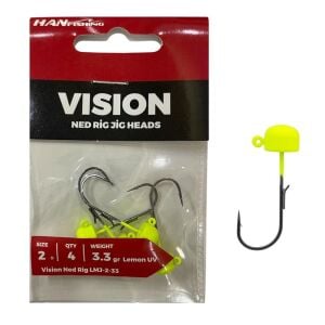 Hanfish Vision Ned Rig Jig Head LMJ 3.3gr No:2 Lemon UV 4 Adet