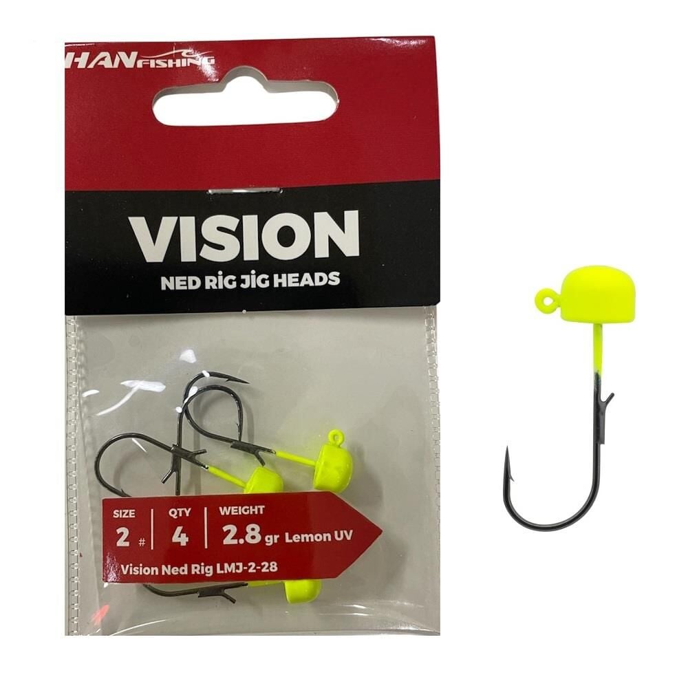 Hanfish Vision Ned Rig Jig Head LMJ 2.8gr No:2 Lemon UV 4 Adet