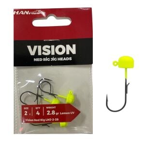 Hanfish Vision Ned Rig Jig Head LMJ 2.8gr No:2 Lemon UV 4 Adet
