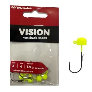 Hanfish Vision Ned Rig Jig Head LMJ 1.9gr No:3 Lemon UV 4 Adet