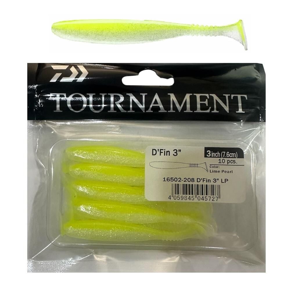 Daiwa Tournament L.S D'Fin 7.6cm 3gr Silikon Yem 10 Adet Lime Pearl