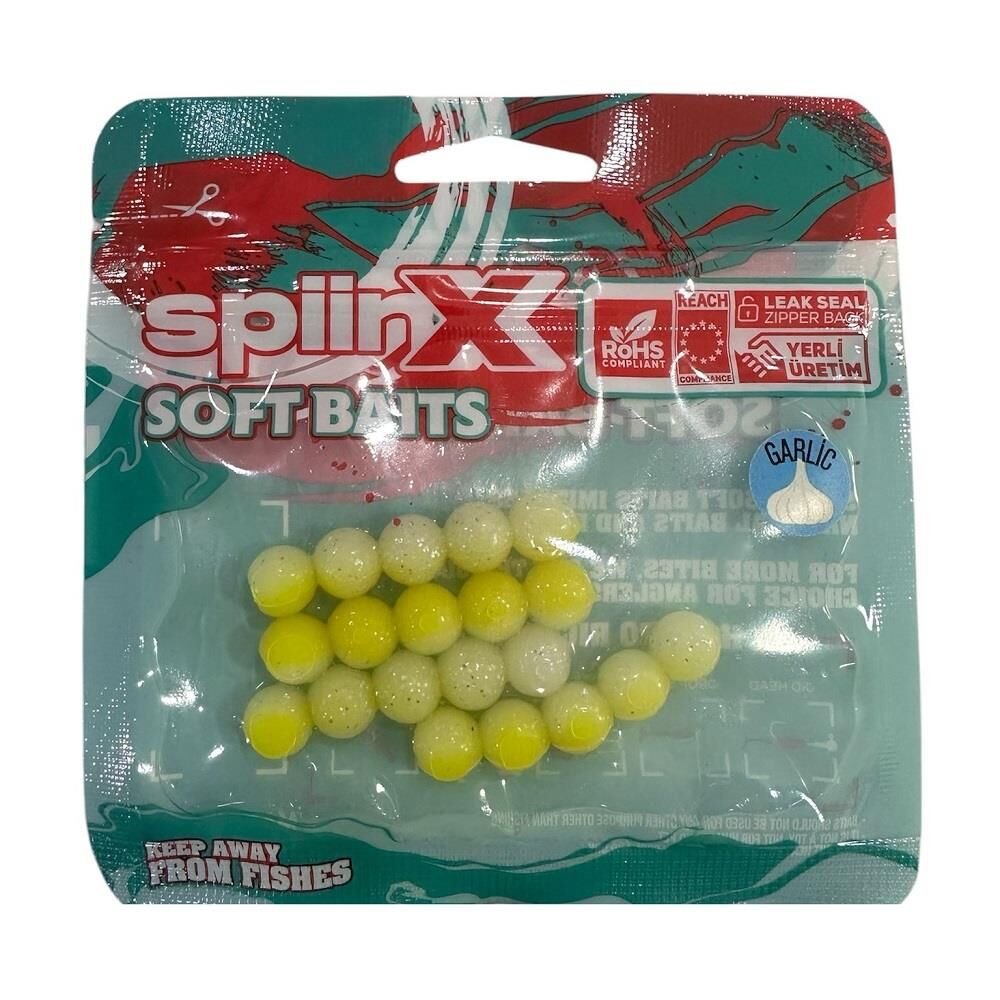 SpiinX 10mm Silikon Balık Yumurtası Sarımsak Aromalı Glow Lemonade 20 Adet