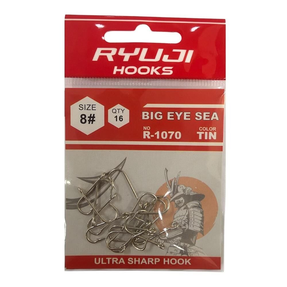 Ryuji Big Eye Sea R-1070 No:8 Delikli Galvaniz Olta İğnesi 16 Adet