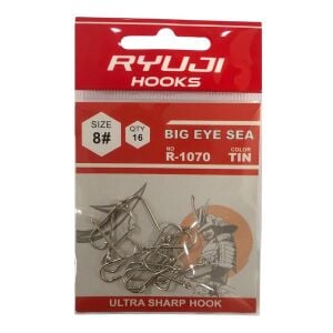 Ryuji Big Eye Sea R-1070 No:8 Delikli Galvaniz Olta İğnesi 16 Adet