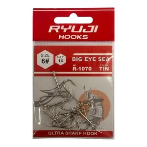 Ryuji Big Eye Sea R-1070 No:6 Delikli Galvaniz Olta İğnesi 14 Adet