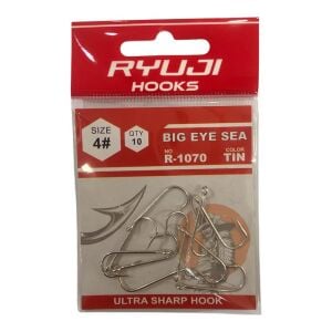 Ryuji Big Eye Sea R-1070 No:4 Delikli Galvaniz Olta İğnesi 10 Adet