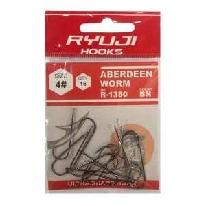Ryuji Aberdeen R-1350 No:4 Deliksiz Çift Tırnaklı Siyah Nikel Olta İğnesi 16 Adet