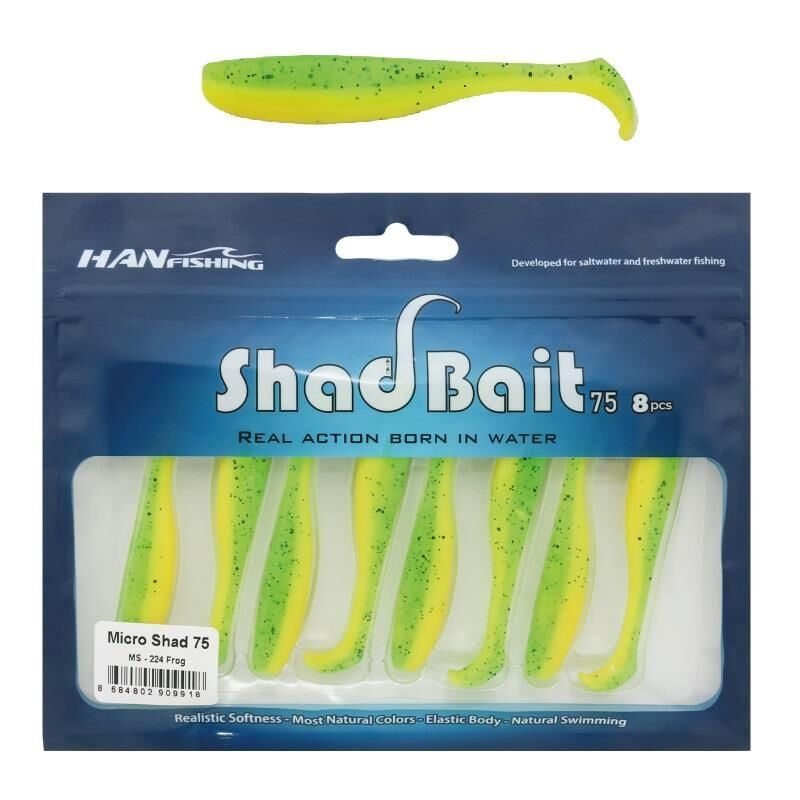 Hanfish Shad Bait 75 7.5cm 2.4gr LRF Silikon Yem 8 Adet MS224 Frog