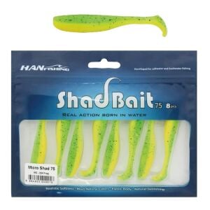 Hanfish Shad Bait 75 7.5cm 2.4gr LRF Silikon Yem 8 Adet MS224 Frog