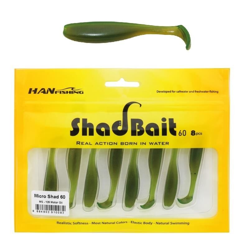 Hanfish Shad Bait 60 6cm 1.4gr LRF Silikon Yem 8 Adet MS126 Motor Oil
