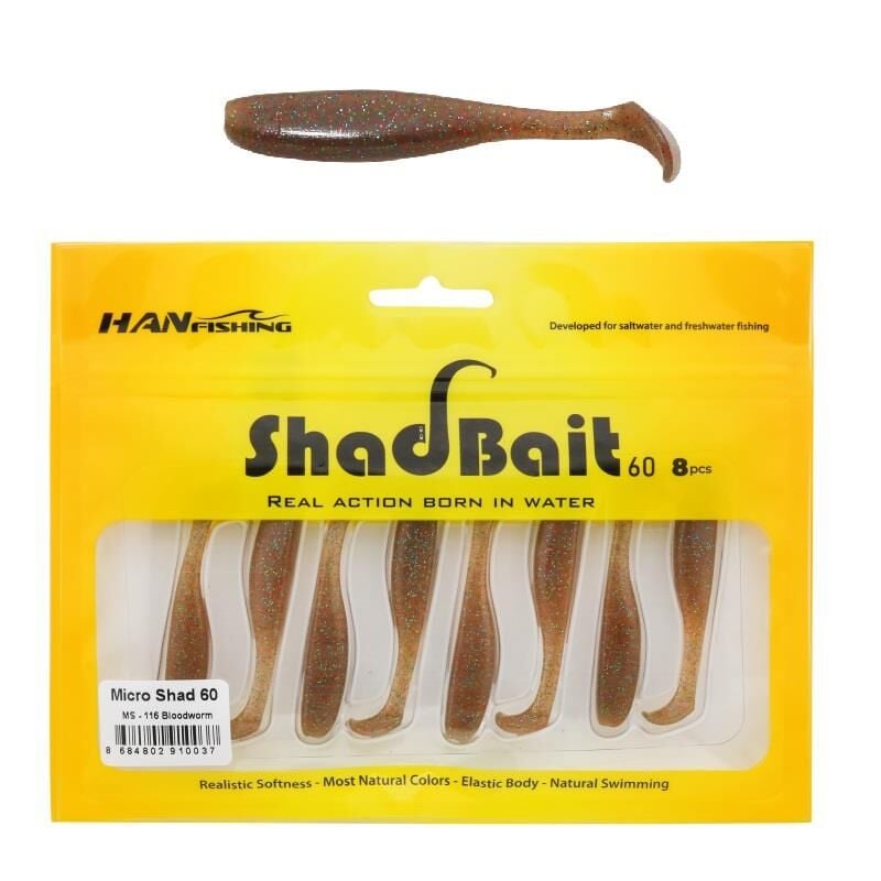 Hanfish Shad Bait 60 6cm 1.4gr LRF Silikon Yem 8 Adet MS116 Bloodworm