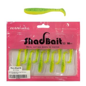Hanfish Shad Bait 50 5cm 0.9gr LRF Silikon Yem 10 Adet MS74 Frog