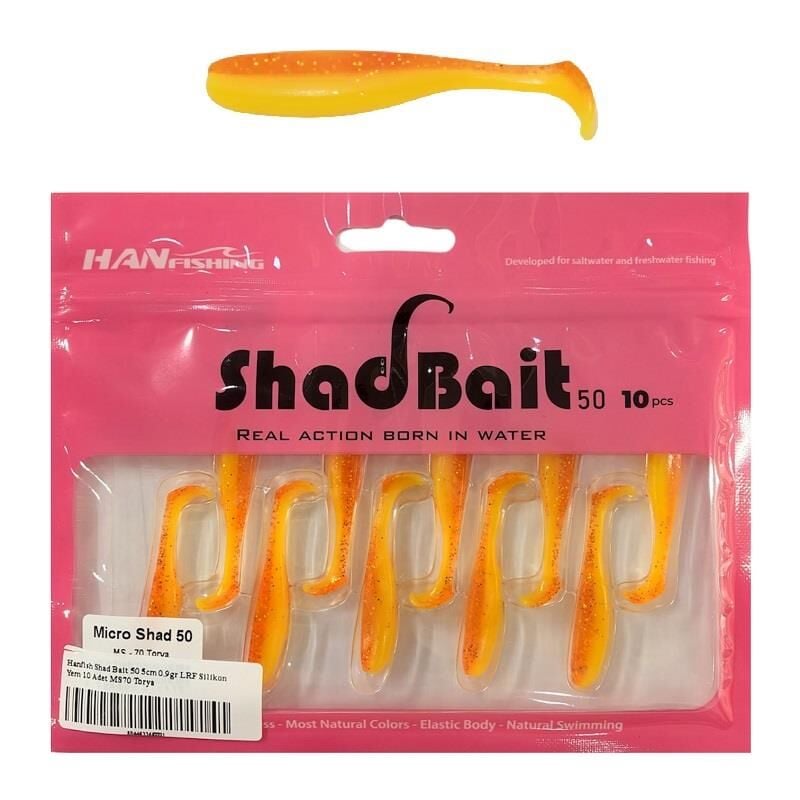 Hanfish Shad Bait 50 5cm 0.9gr LRF Silikon Yem 10 Adet MS70 Torya