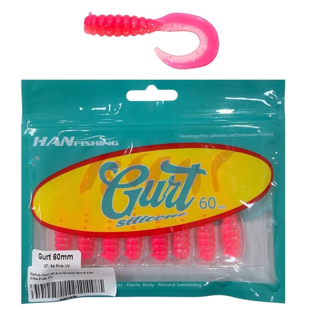 Hanfish Gurt 60 6cm Silikon Yem 8 Adet GT54 Pink UV