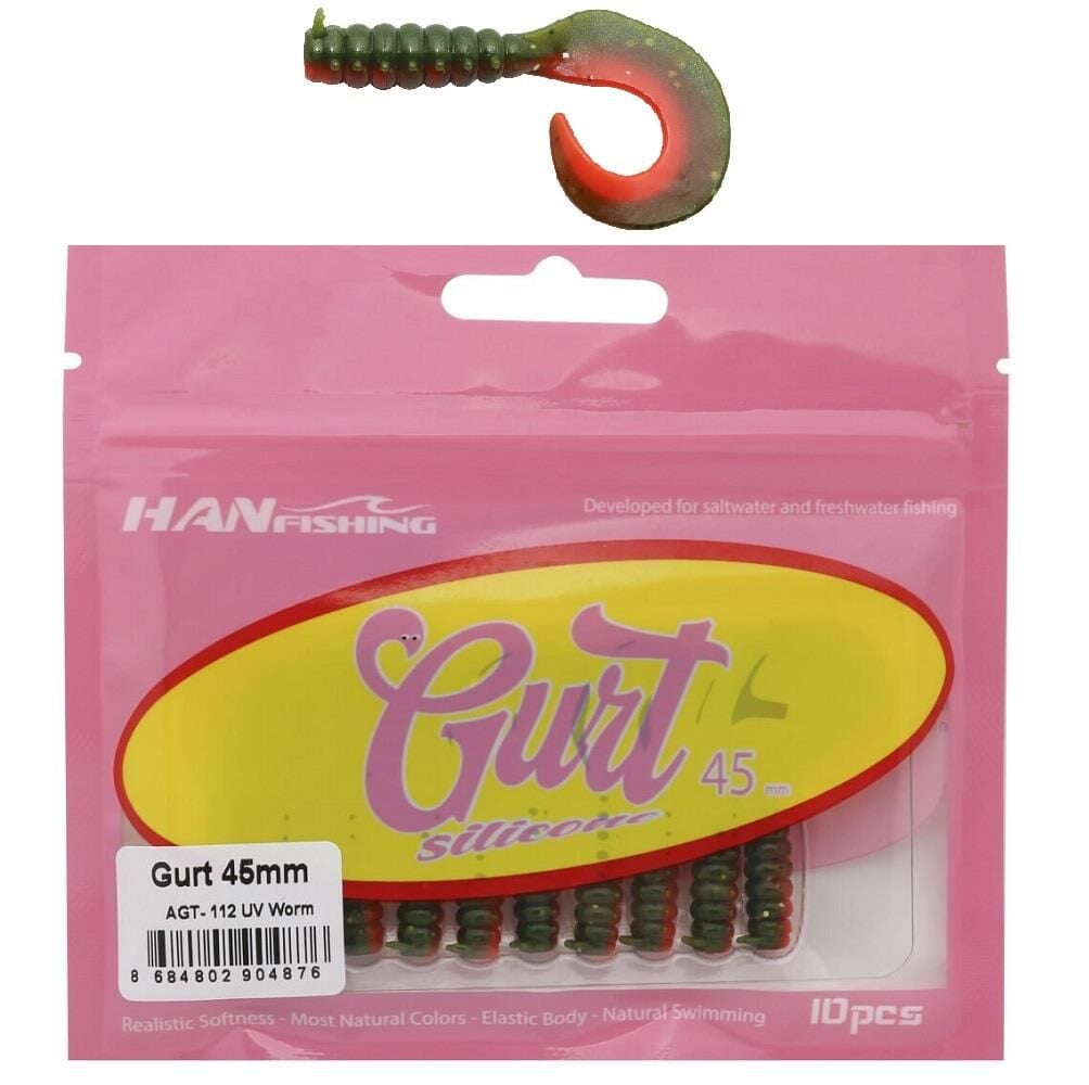 Hanfish Gurt 45 4.5cm LRF Silikon Yem 10 Adet AGT112 UV Worm