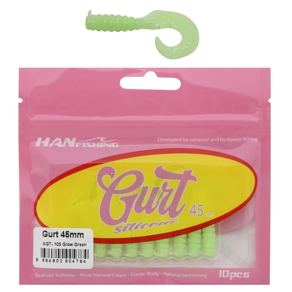 Hanfish Gurt 45 4.5cm LRF Silikon Yem 10 Adet AGT103 Glow Green