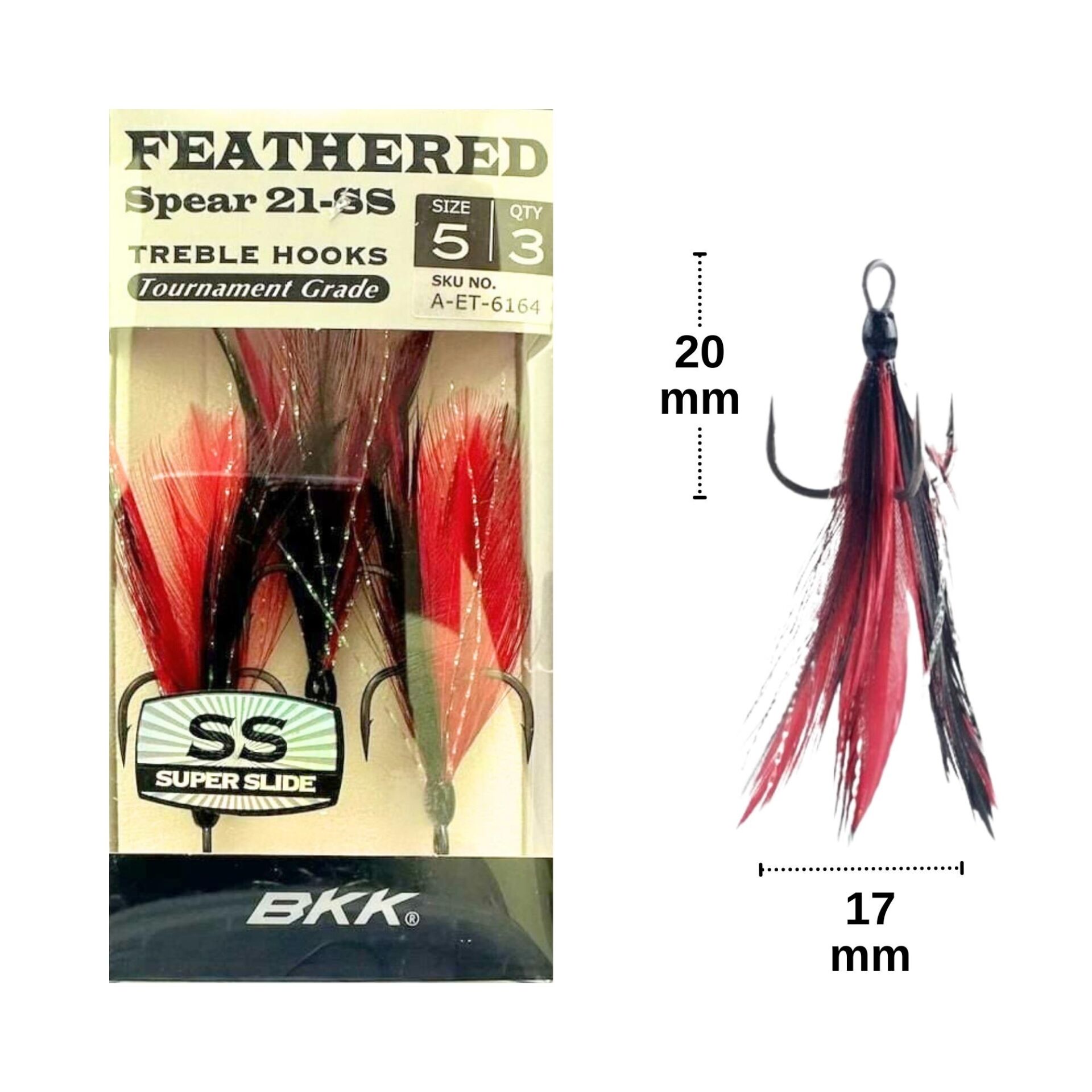 BKK Feathered Spear 21-SS No:5 Üçlü Olta İğnesi 3 Adet