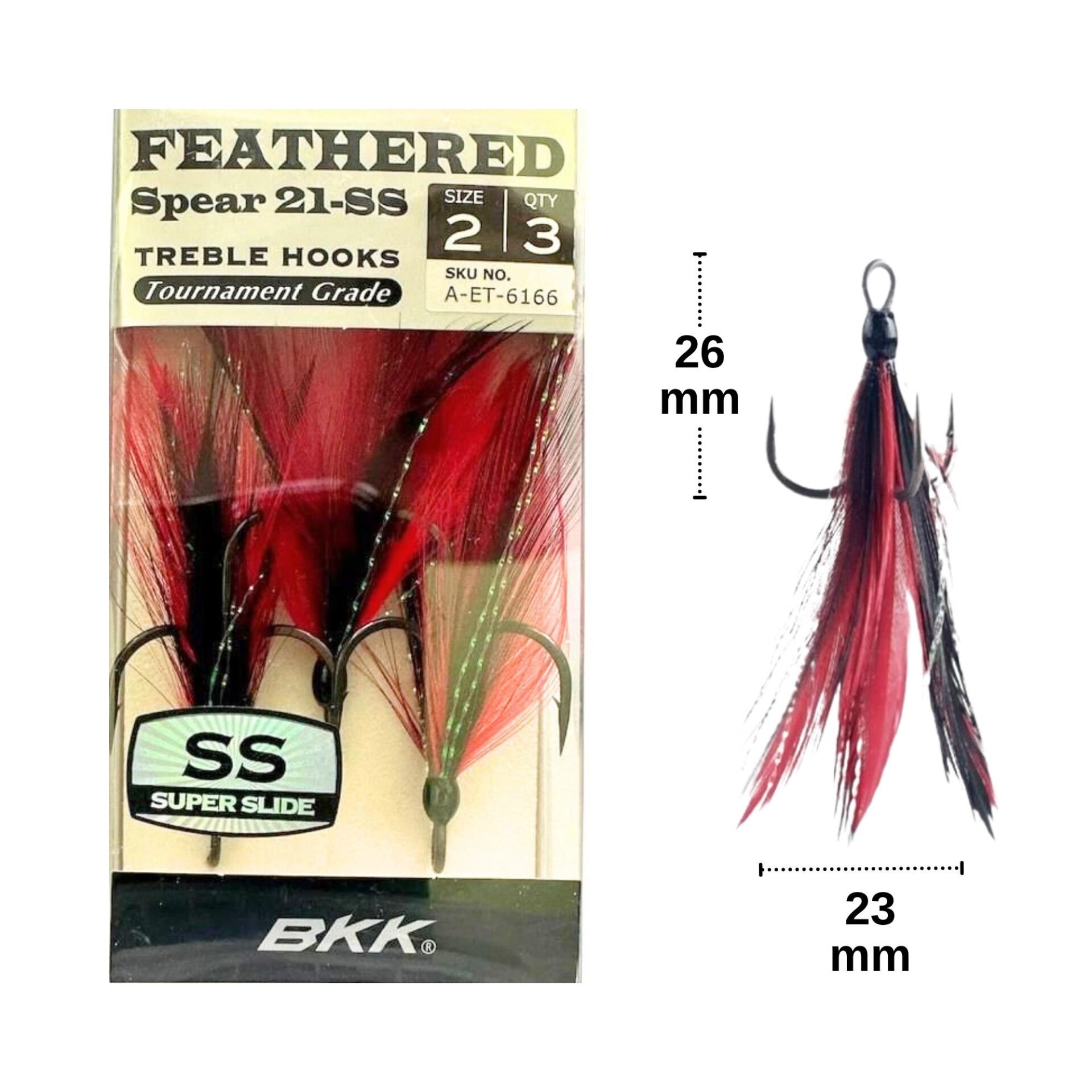 BKK Feathered Spear 21-SS No:2 Üçlü Olta İğnesi 3 Adet