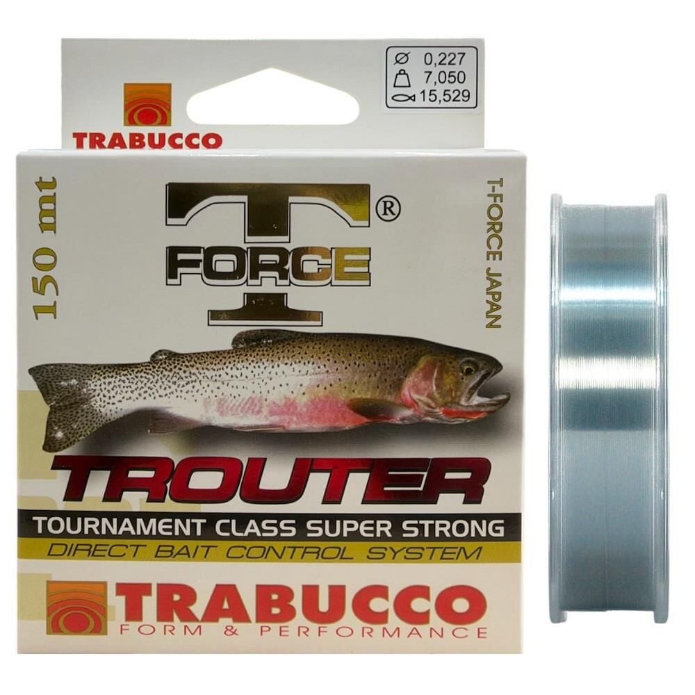 Trabucco T-Force Trouter 150mt 0.227mm 7.05kg Monofilament Misina Gri