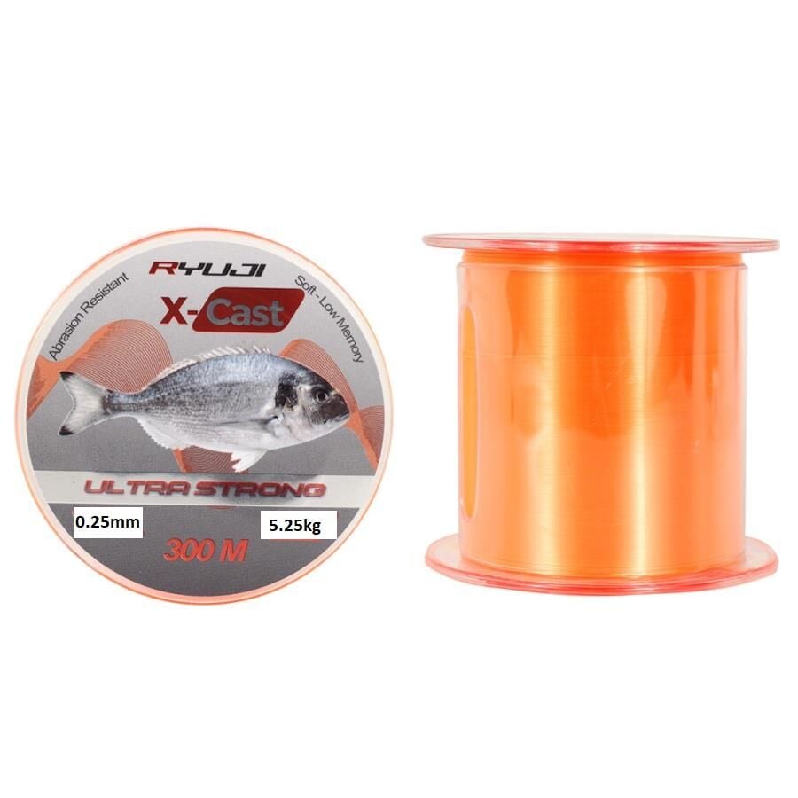 Ryuji X-Cast 0.25mm 300m Orange Monofilament Misina