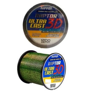 Nippon Raptor Ultra Cast 3D 1200mt 0.40mm 10.1kg Monofilament Bobin Misina Camo