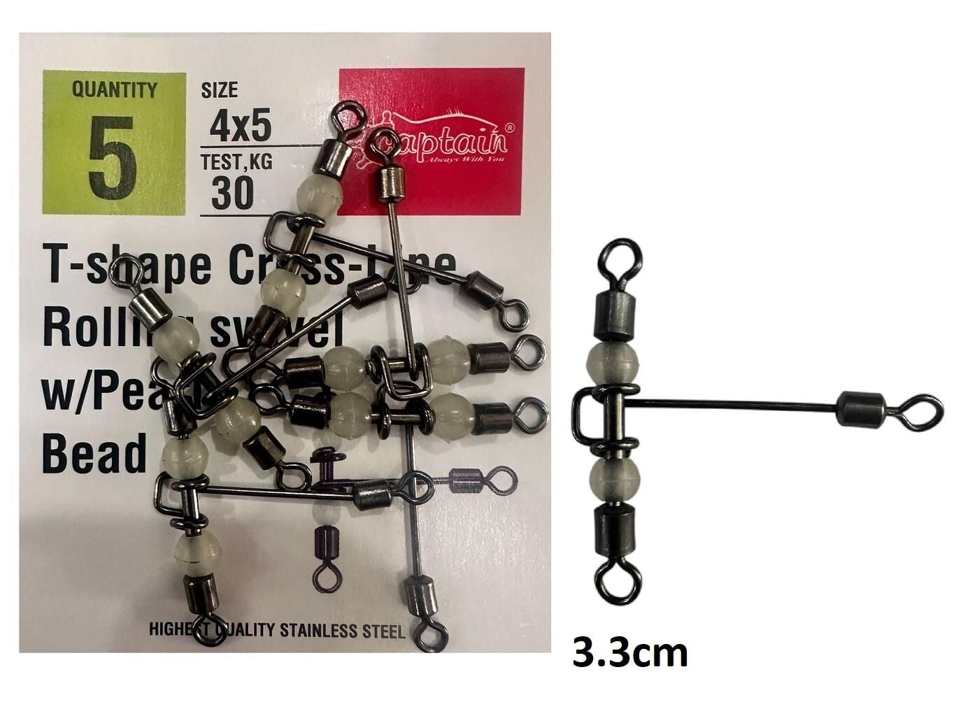 Captain 5126 Boy:4x5 Üçlü Boncuklu Uzun T Fırdöndü 5 Adet