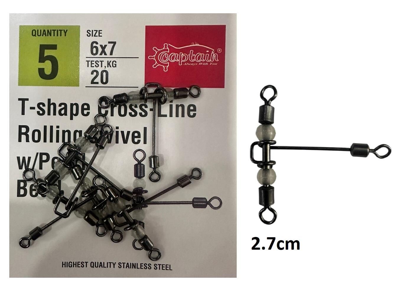 Captain 5126 Boy:6x7 Üçlü Boncuklu Uzun T Fırdöndü 5 Adet