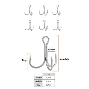Fujin Falcon No:12 Süper Anti-Rust Üçlü İğne 6 Adet