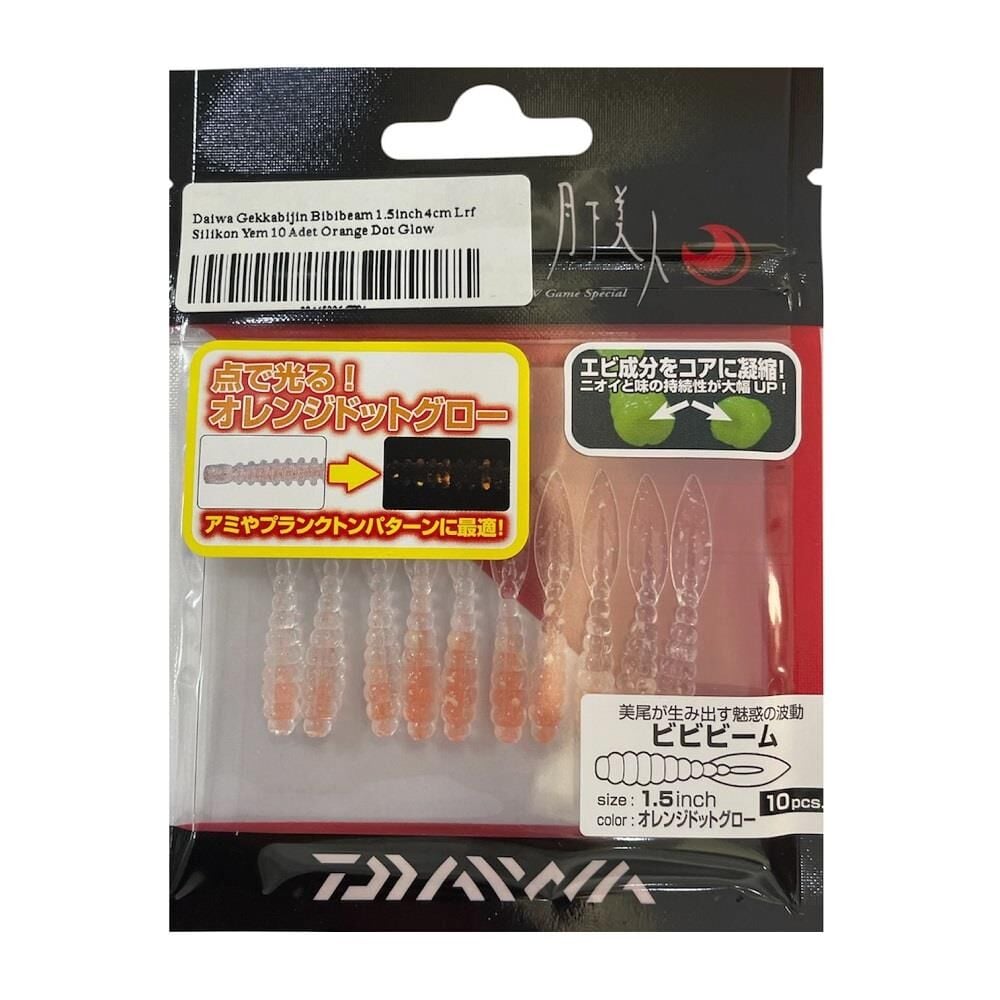 Daiwa Gekkabijin Bibibeam 1.5inch 4cm Lrf Silikon Yem 10 Adet Orange Dot Glow