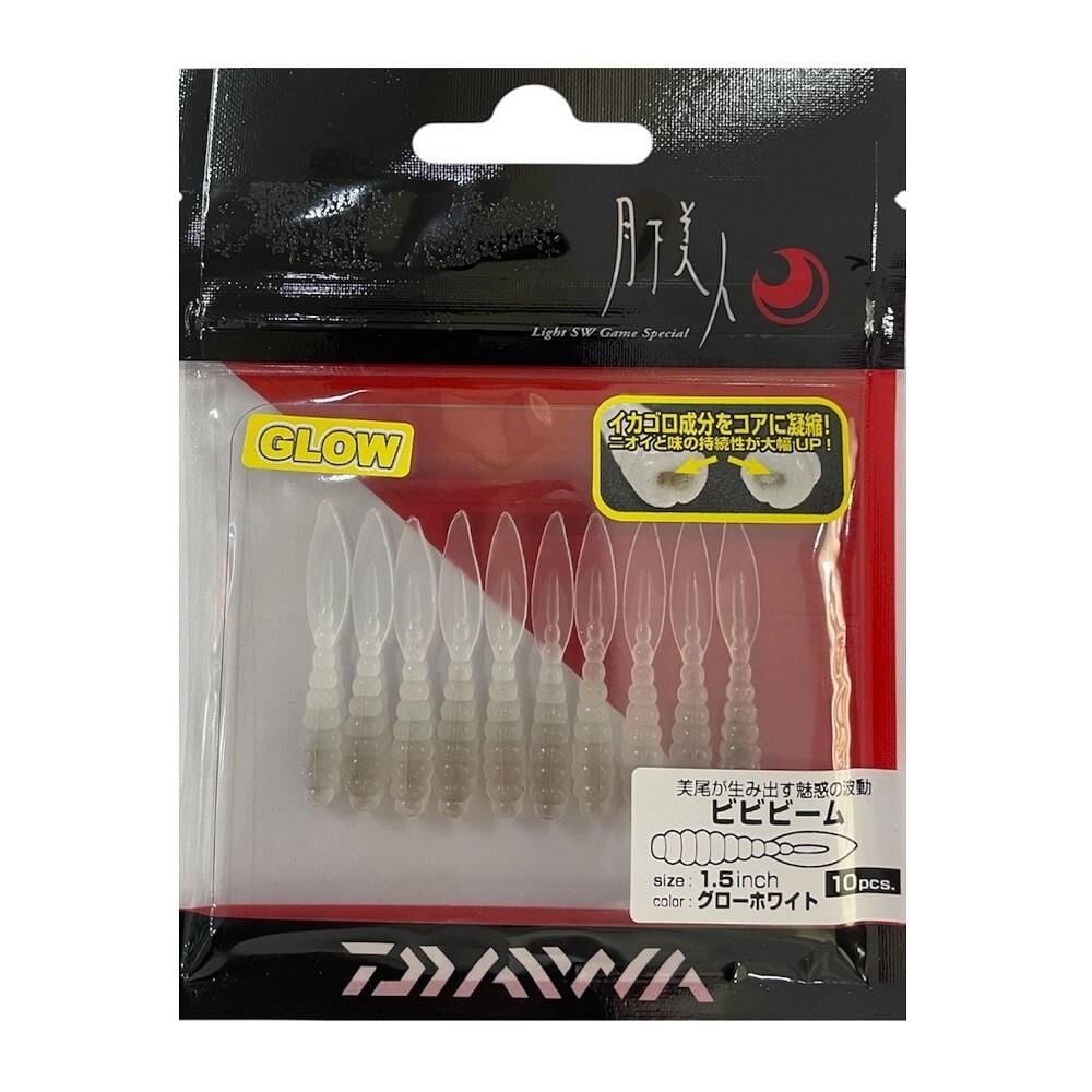 Daiwa Gekkabijin Bibibeam 1.5inch 4cm Lrf Silikon Yem 10 Adet Glow White