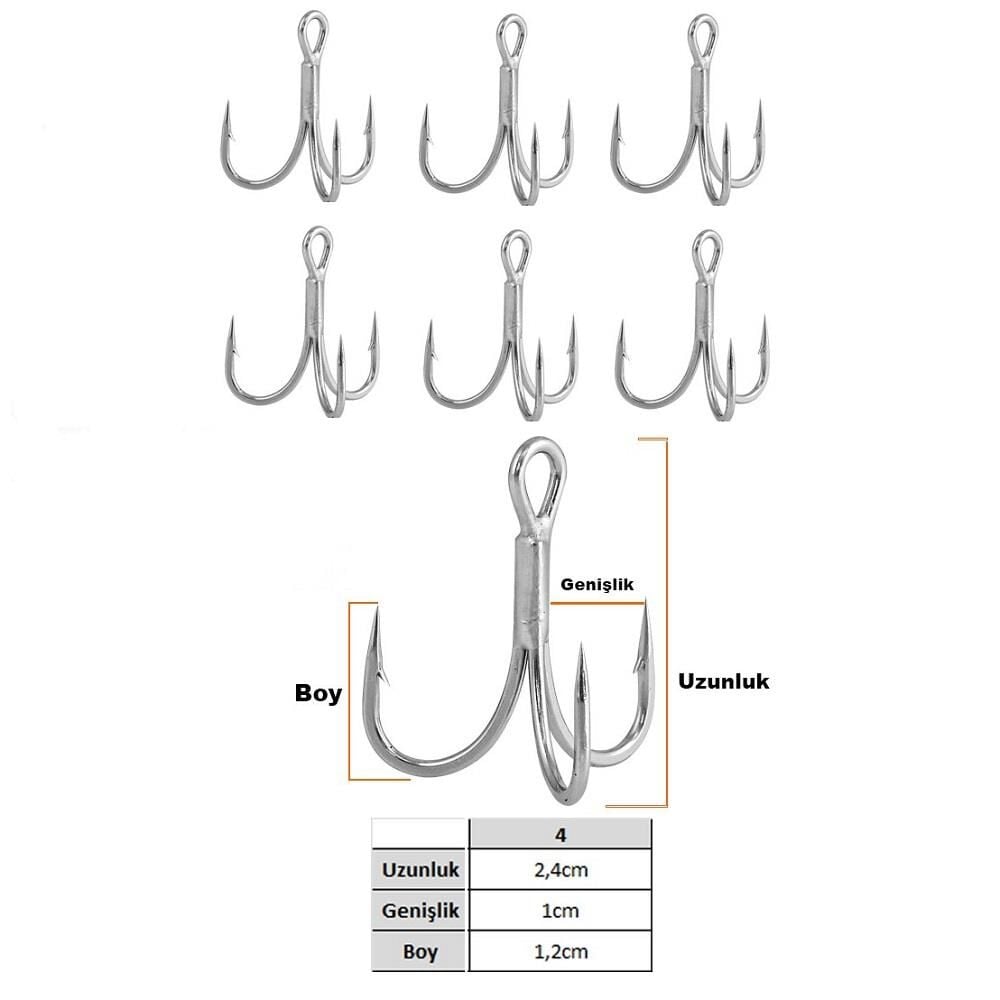 Fujin Hawk No:4 Süper Anti-Rust Üçlü İğne 6 Adet